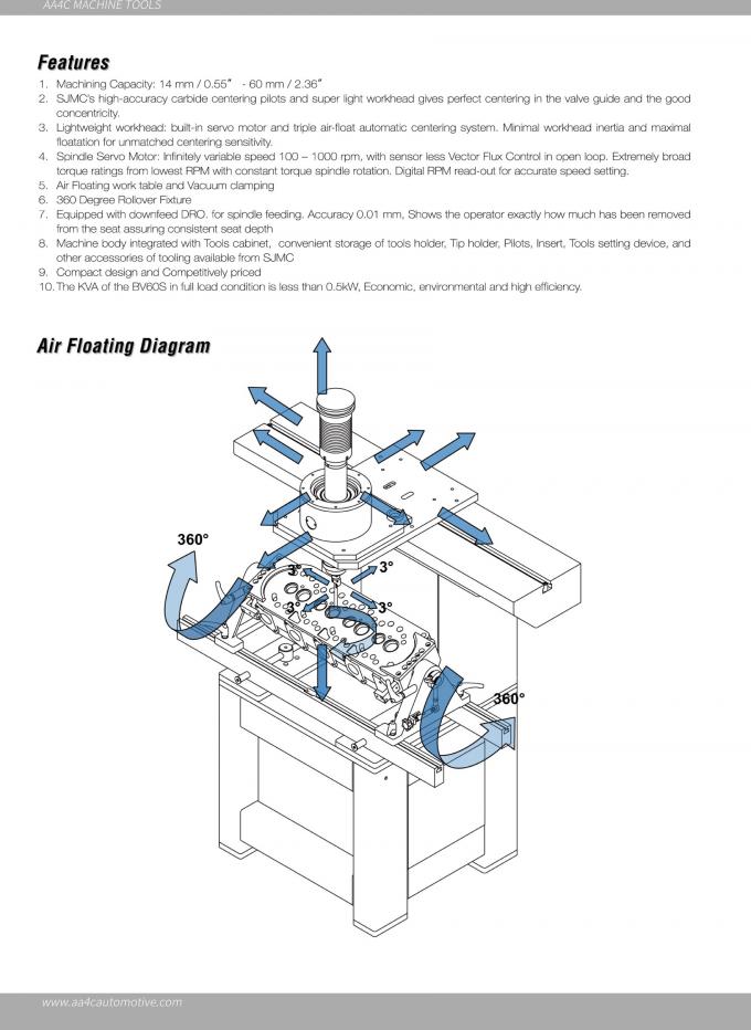 AA4C taladradora eléctrica de 1000 del milímetro de barra de la taladradora del aire asientos de válvula con la alta exactitud BV60S